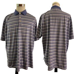 Peter Millar Summer Comfort Polo Golf Shirt Men’s 2XL Blue Striped *READ*